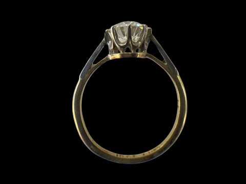 Solitaire diamond 18 carat gold and platinum ring, stone approximately 0.9 carat, size I. thumbnail