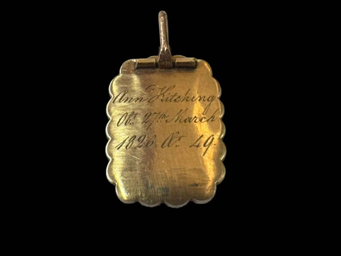 Two 19th Century gold fobs, one mourning with 1826 inscription. thumbnail