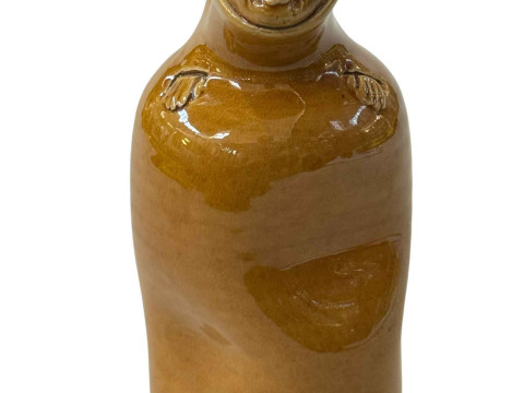 Linthorpe Pottery 'Sake' bottle, number 56, yellow glaze, 'HT' Henry Tooth...
