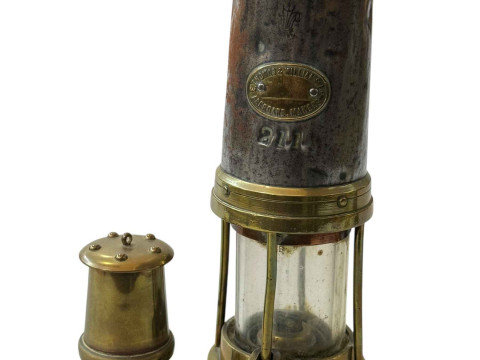 Thomas & Williams, Aberdare miners lamp, and miniature (2).