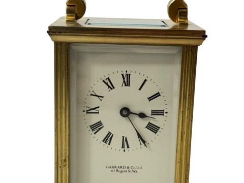 Garrard, Regent Street, gilt brass carriage clock, 15cm including handle.