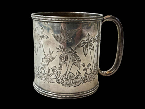George Unite silver christening mug, Birmingham 1876.