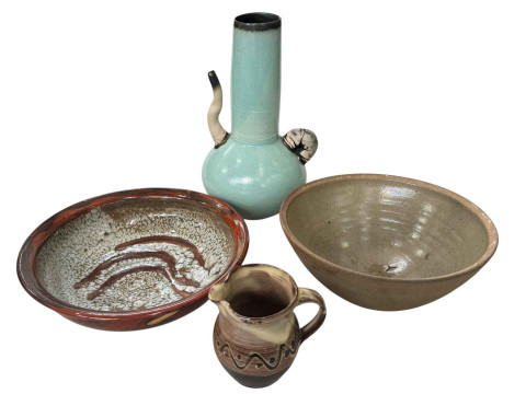 Four pieces of Studio Pottery, two bowls, vase and cup.