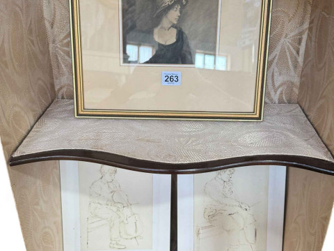 Four various Italian pen and ink and watercolour portraits.