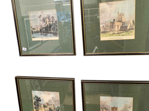 Set of four coloured hunting prints and collection of Darlington photographic prints, coloured etchings, etc. thumbnail