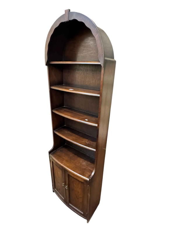 Dome topped two door open bookcase, Victorian walnut Vienna wall clock and Short & Mason barometer (3).