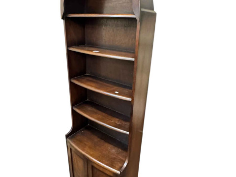 Dome topped two door open bookcase, Victorian walnut Vienna wall clock...