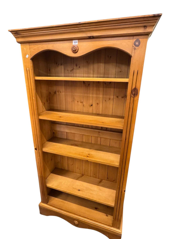Pine open bookcase with three adjustable shelves, 168cm by 89cm.
