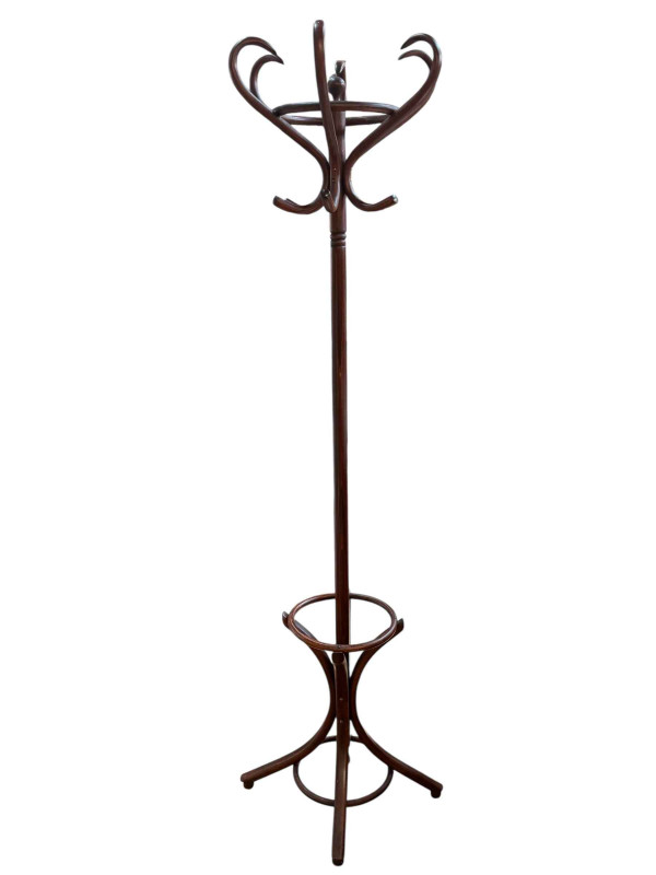 Bentwood revolving hat and coat stand, 193cm.