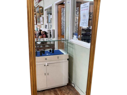 French style rectangular gilt framed arched top bevelled wall mirror,...