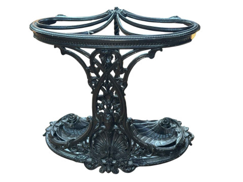 Cast iron five division stick stand, 59cm by 66cm by 29cm.