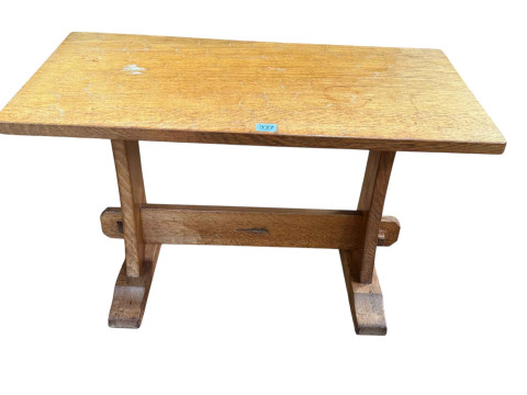 Derek 'Lizardman' Slater rectangular adzed oak coffee table raised on...