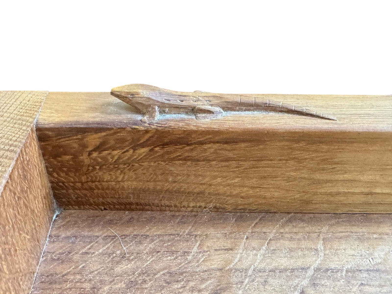 Derek 'Lizardman' Slater adzed oak open bookcase with three adjustable shelves, 121.5cm by 71cm by 27cm.