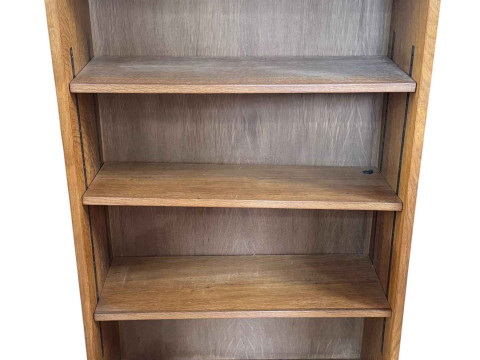 Derek 'Lizardman' Slater adzed oak open bookcase with three adjustable...