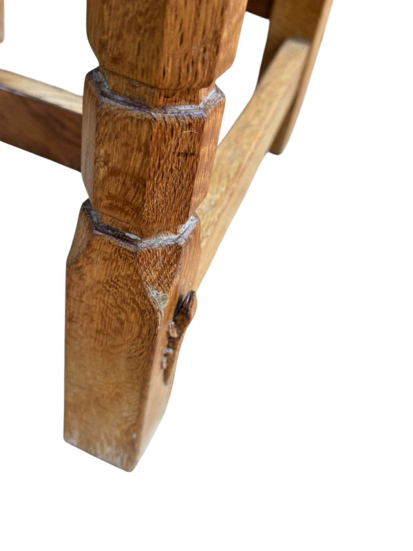 Derek 'Lizardman' Slater set of four oak lattice back dining chairs.
