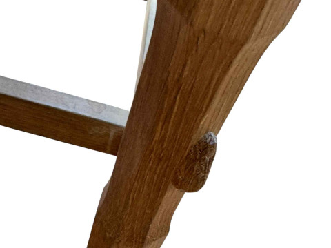 Peter 'Rabbitman' Heap oak and blue studded hide elbow chair. thumbnail
