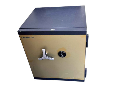 Chubb floor safe containing two adjustable shelves and two keys, 69cm...