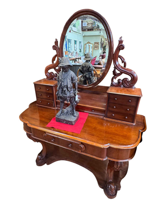 Victorian mahogany Duchess dressing table, 155cm by 121cm by 54cm.