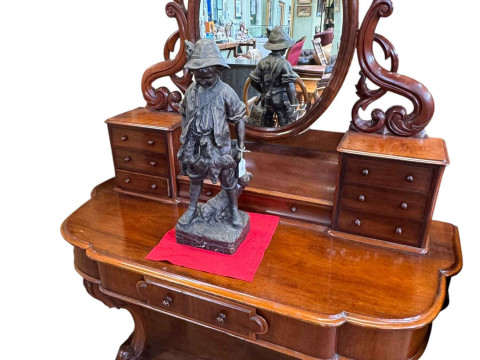 Victorian mahogany Duchess dressing table, 155cm by 121cm by 54cm.