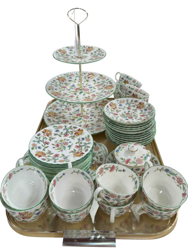 Minton Haddon Hall part tea service, approximately 40 pieces.