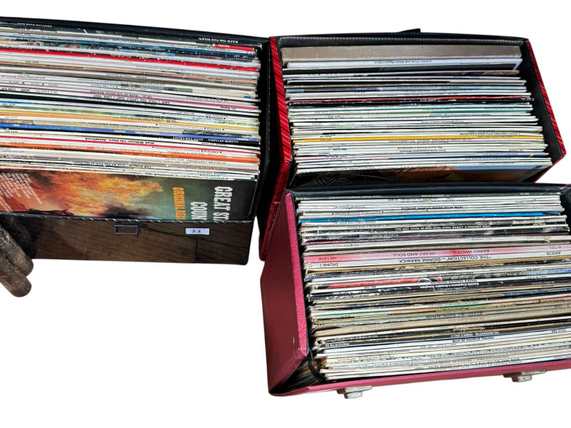 Three cases of LP and 12'' single records.