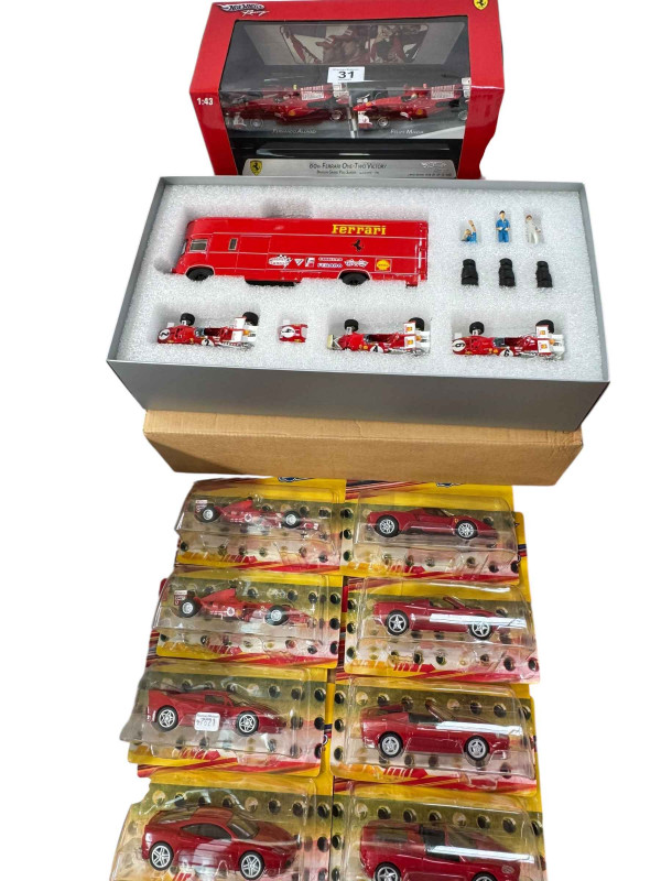 Collection of Ferrari model vehicles including limited edition Formula 1.