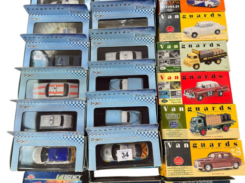 Collection of Vanguards model vehicles including many examples of Police...