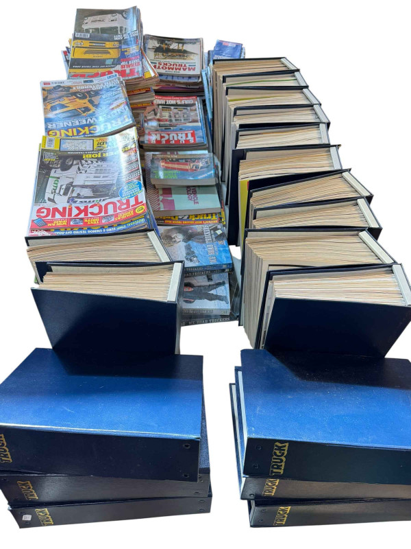 Large collection of truck magazines and books including Truck, Trucking, Commercial Motor, Super Truck, etc.