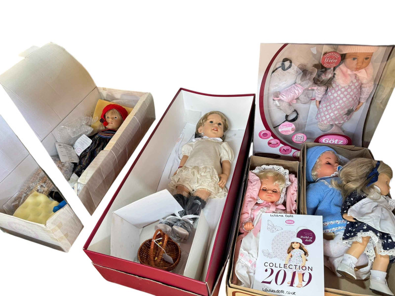 Collection of six Gotz dolls (five boxed).