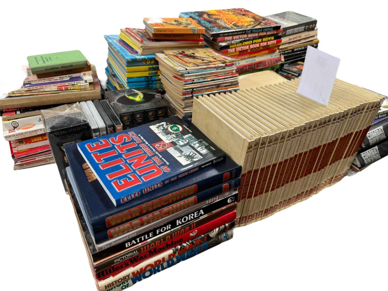 Collection of illustrated World War II encyclopedias, children's annuals, war books, etc.