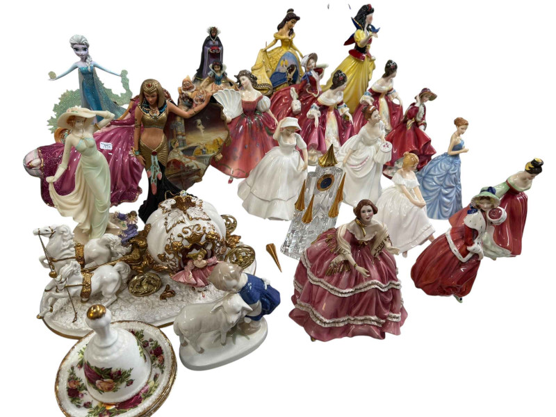 Collection of figurines including The Franklin Mint, Royal Doulton, Bradford Exchange, etc.