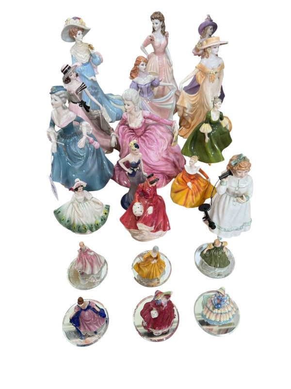 Collection of lady figurines including Coalport, Royal Doulton, etc.