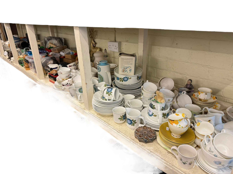 Good collection of part teawares, Picquot ware, figures, etc.