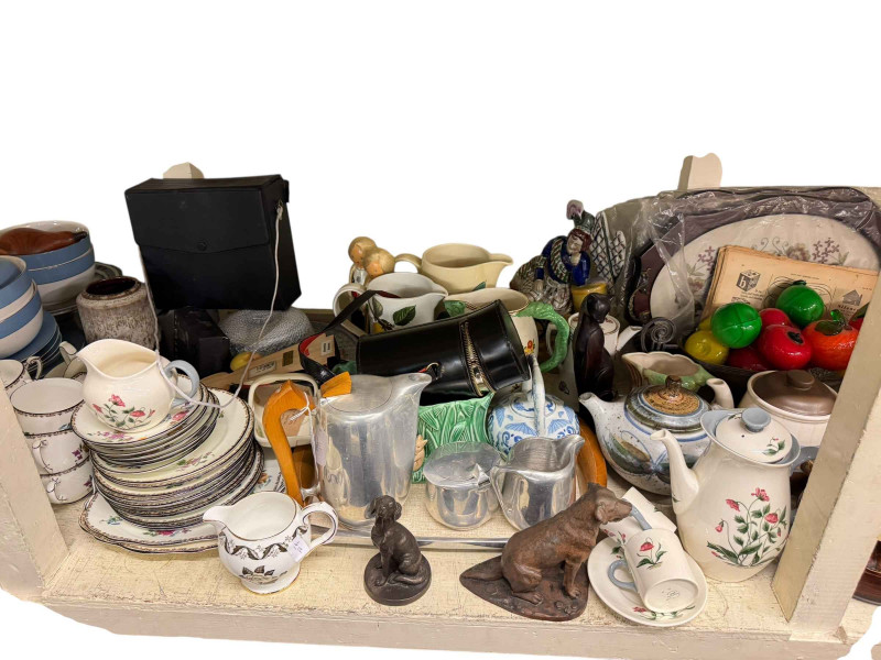 Good collection of part teawares, Picquot ware, figures, etc.