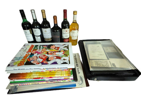 Collection of film posters, antique court orders, LP records, wine, annual books, etc. thumbnail