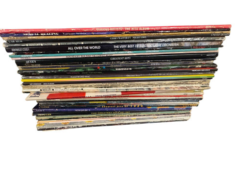 Vintage bell telephone, mantel clocks, canteen of cutlery, LP records, teawares, etc. thumbnail