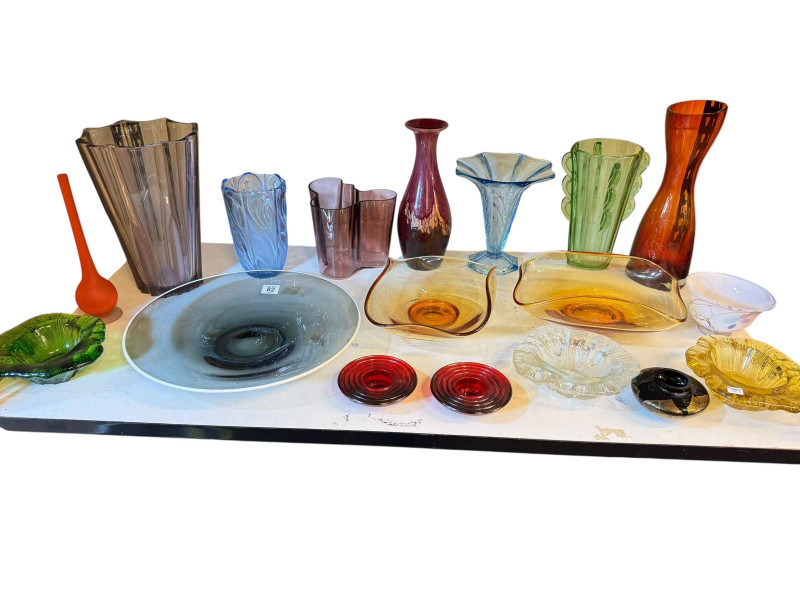 Collection of coloured glass including Studio glass.