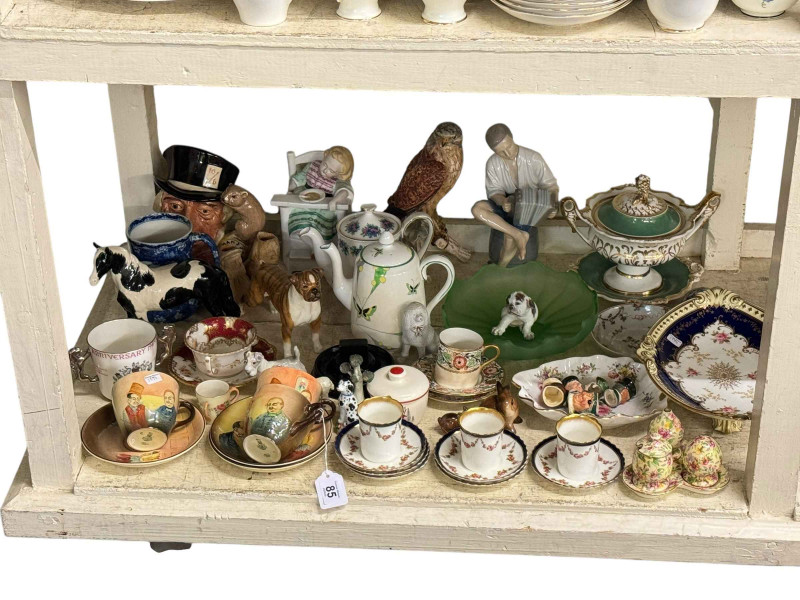 Collection of Beswick, Royal Doulton toby jug, Maling Newcastle mug, etc.