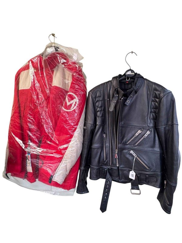 Heingericke leather jacket and a ski jacket.