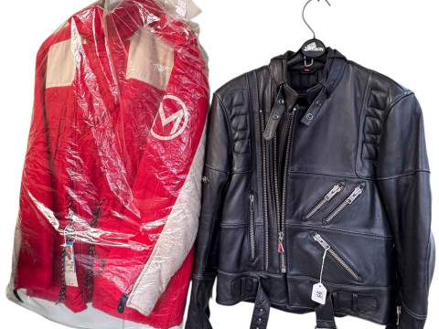 Heingericke leather jacket and a ski jacket.