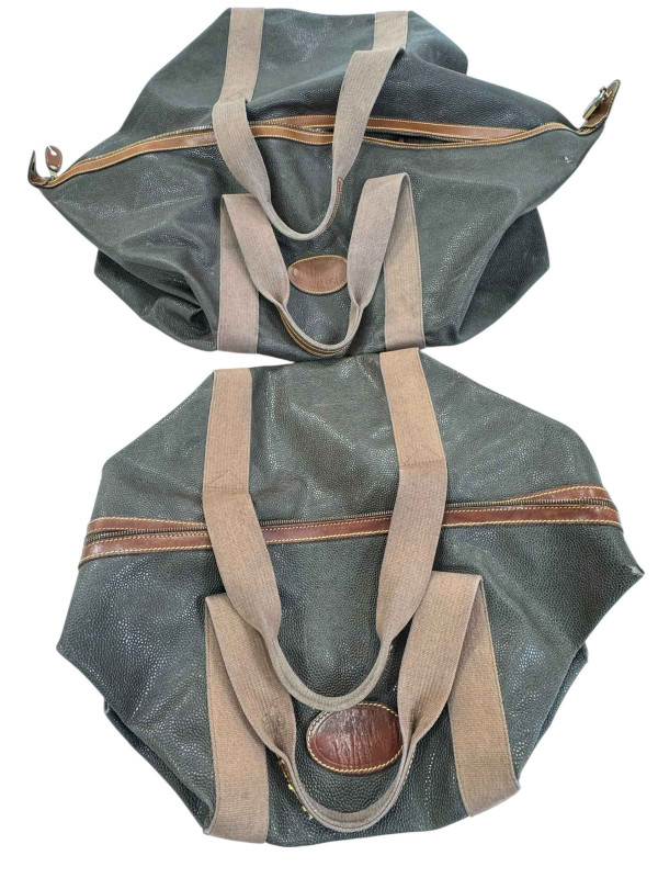 Two Mulberry Scotchgrain travel holdall's, large and medium/small size.