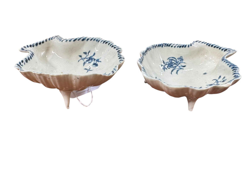 Pair 18th Century English porcelain blue and white pickle dishes.