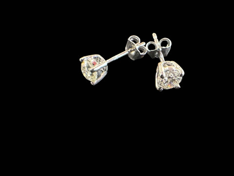 Pair of 18 carat white gold and diamond stud earrings. thumbnail