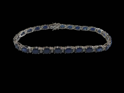 Sapphire and diamond bracelet set in 18 carat white gold, sapphires totalling...