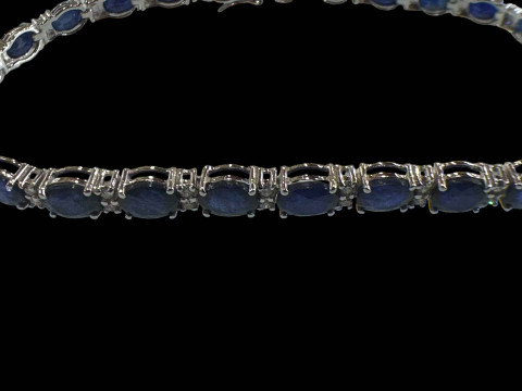 Sapphire and diamond bracelet set in 18 carat white gold, sapphires totalling 9.50 carats and 0.48 carats of diamonds. thumbnail