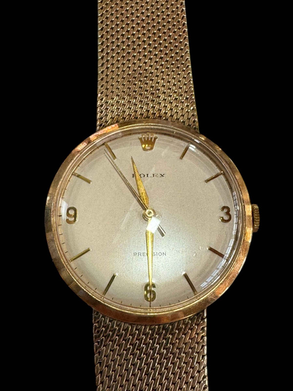 Gents 9 carat gold 1960's Rolex Precision bracelet wristwatch.