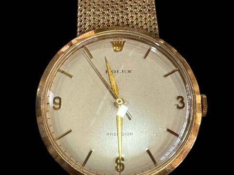 Gents 9 carat gold 1960's Rolex Precision bracelet wristwatch. thumbnail
