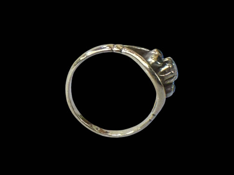 9 carat white gold, sapphire and diamond ring, size N. thumbnail