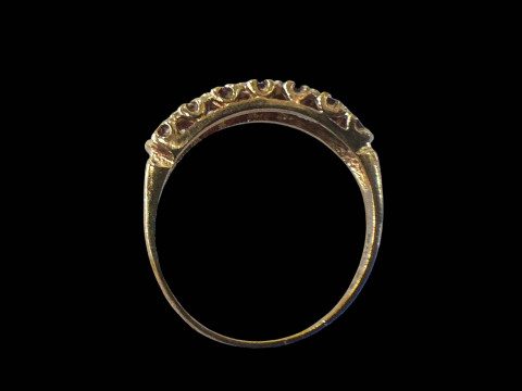 Seven stone ruby dress ring set in 9 carat yellow gold, size Q. thumbnail