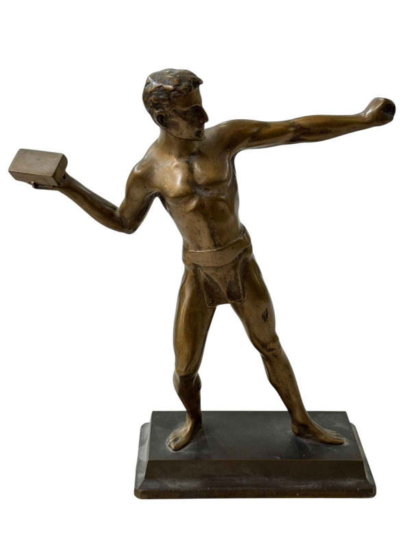 Bronze athlete sculpture, 27cm.